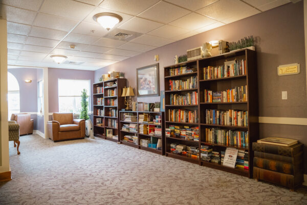 The library in The Manor at Rexford Park